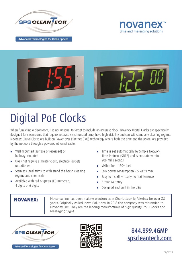 Novanex Digital PoE Clocks Flyer